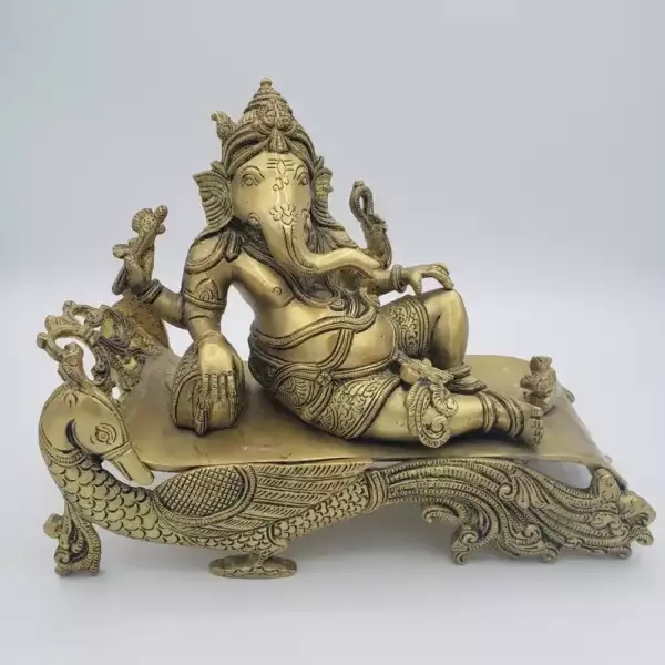 BRASS MURTI SLEEPING DIWAN GANESH