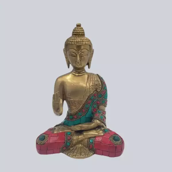 BUDDHA BRASS STONEWORK 7"