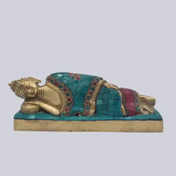 BUDDHA SLEEPING BRASS STONEWORK