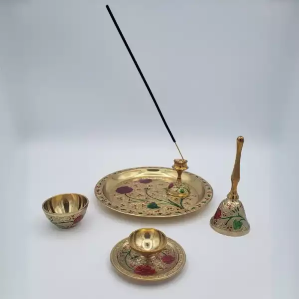 Brass Puja Thali Set 5 Pc