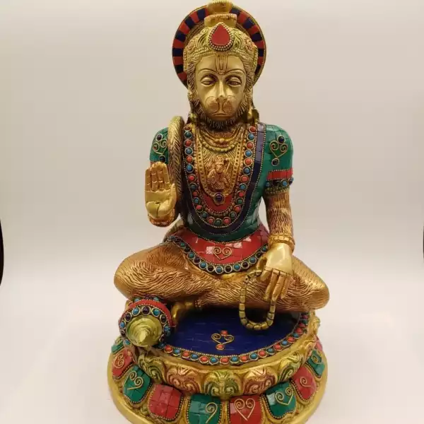 Stone Work Hanuman Blessing Round 11"