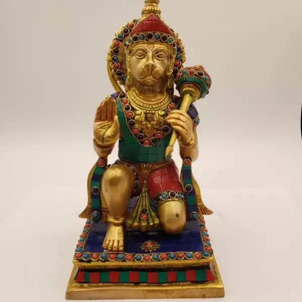 Stone Work Hanuman Kneeling 11"